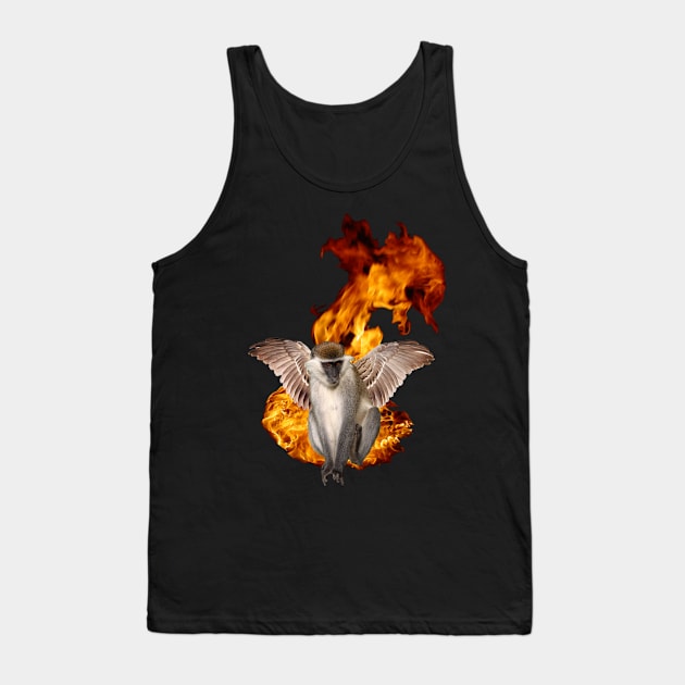 Flying Fire Monkey Tank Top by MixedNutsGaming